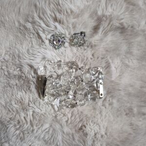 Vintage Beaded Earrings and Bracelet Set Jewelry Clear Translucent Fairy ✨️💫